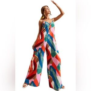 Luukse tropical bright colors flowy jumpsuit